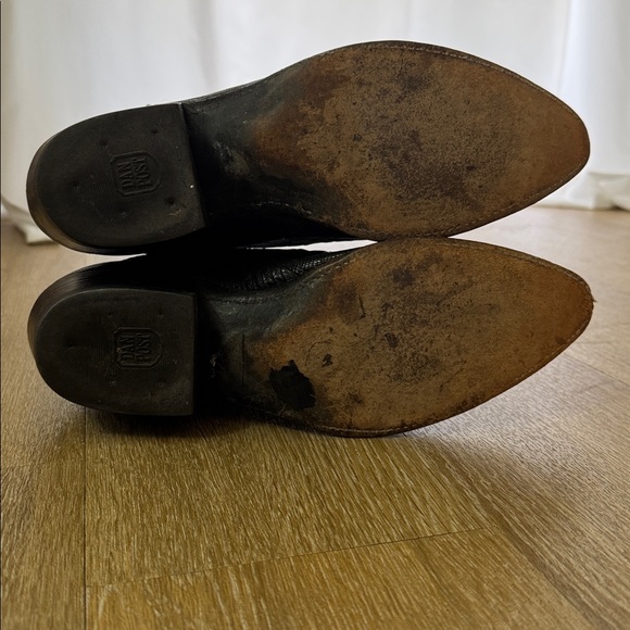 Dan Post Vintage 90s Teju Black Exotic Embossed Lizard Skin Leather Cowboy Boots - Picture 9 of 12